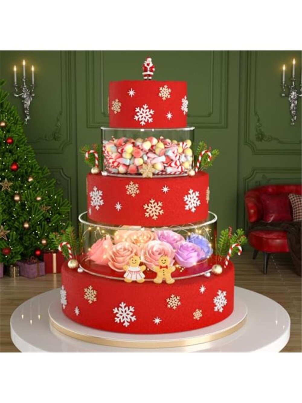 2PCS Acrylic Fillable Cake Stand Cake Riser Cake Tier, Round Cylinder Display